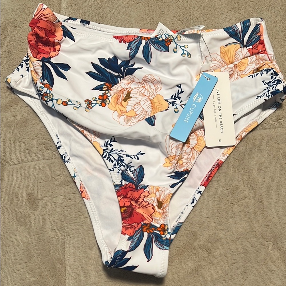 CUPSHE Floral High-Waisted Bikini Bottom